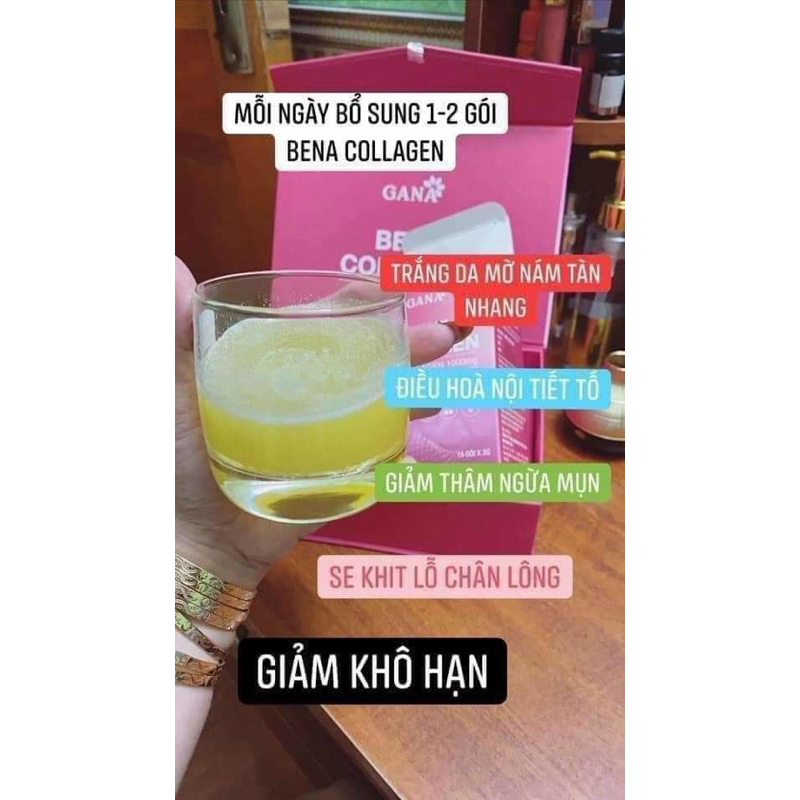 Bena collagen chính hãng hộp 30 gói hiệu quả cao đẹp da căng mịn chậm lão hoá da tăng cường đề kháng