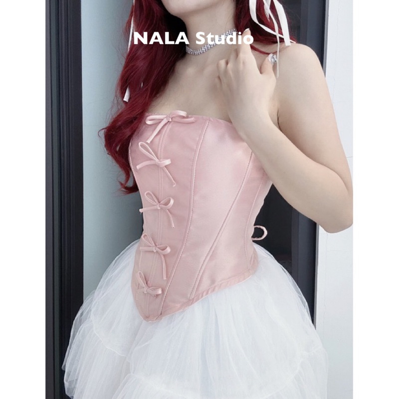Áo corset dáng croptop dài cúp ngực thắt eo vải tafta Nala Studio
