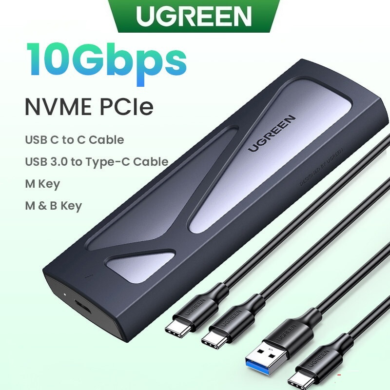 Hộp box đựng ổ cứng gắn ngoài USB-C 3.1 to SSD M.2 NVMe, PCIe, M-Key 10Gbps Ugreen 10902 cao cấp
