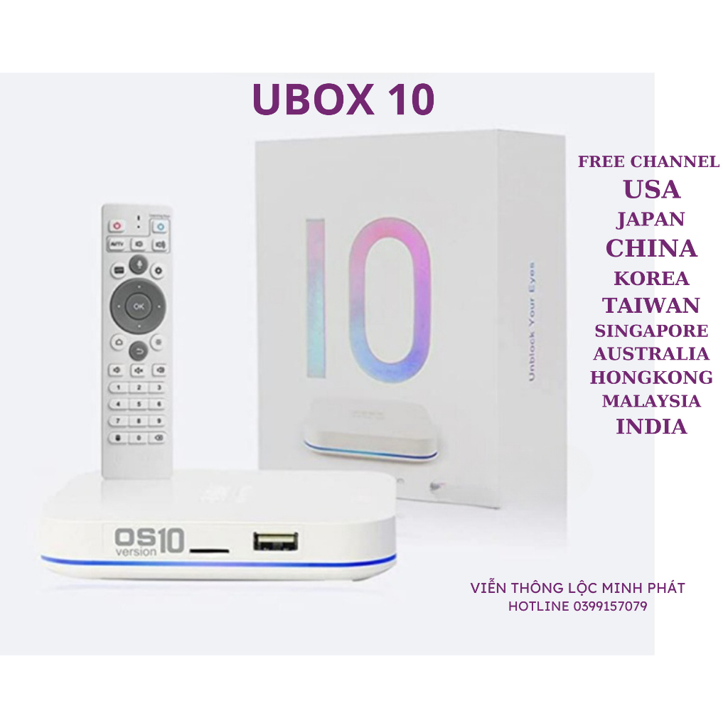 UBOX10 - UBOX 10 - 4G+64G Xem Phim, Truyền Hình Quốc Tế Nhật, Hàn, Trung, Đài Loan Miễn Phí