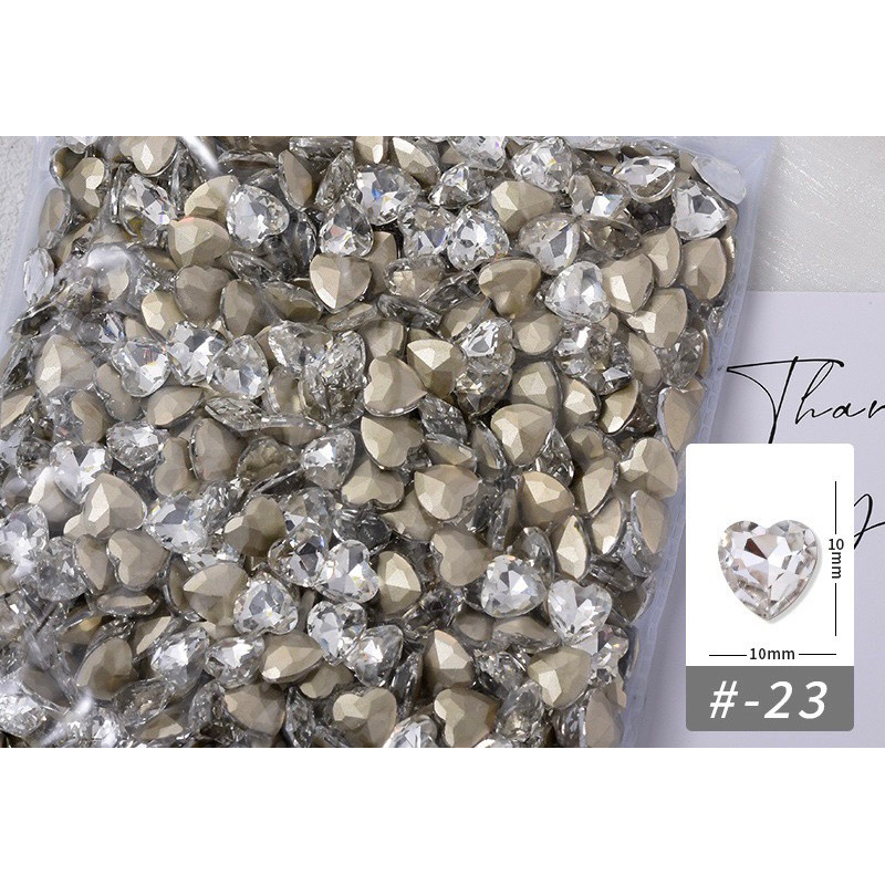 Đá Trái Tim Gắn Móng Mix Size-Gói 20 Viên