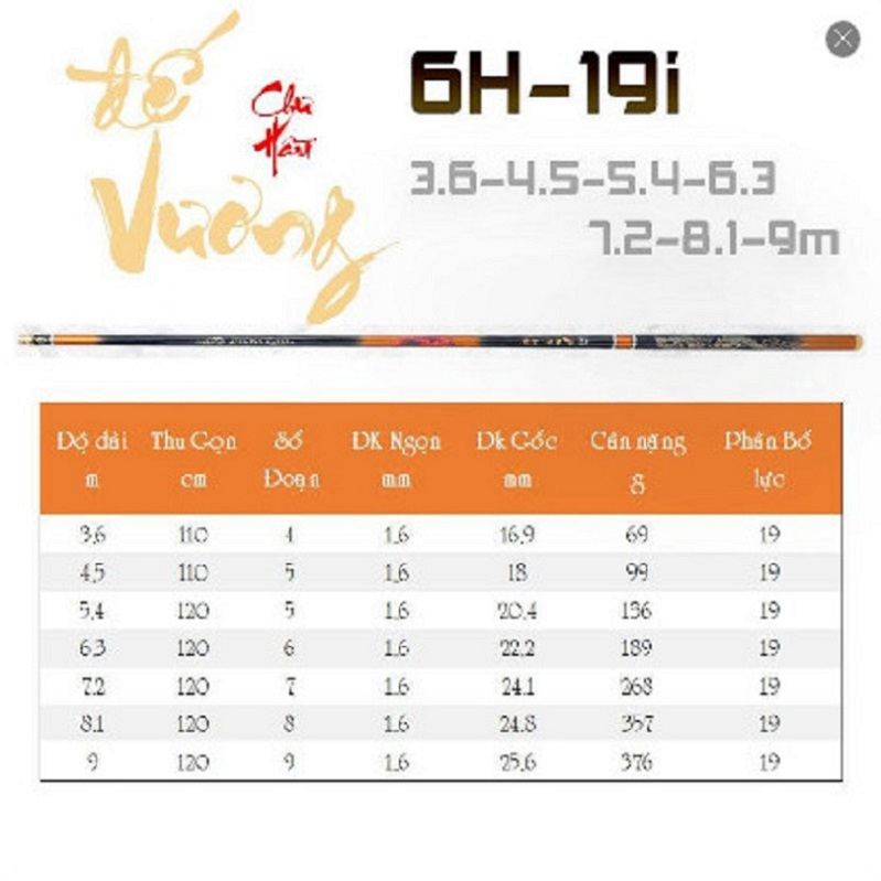 Bộ cần câu tay Đế Vương Chư Hầu 6H chuyên săn hàng đủ size tặng kèm phụ kiện