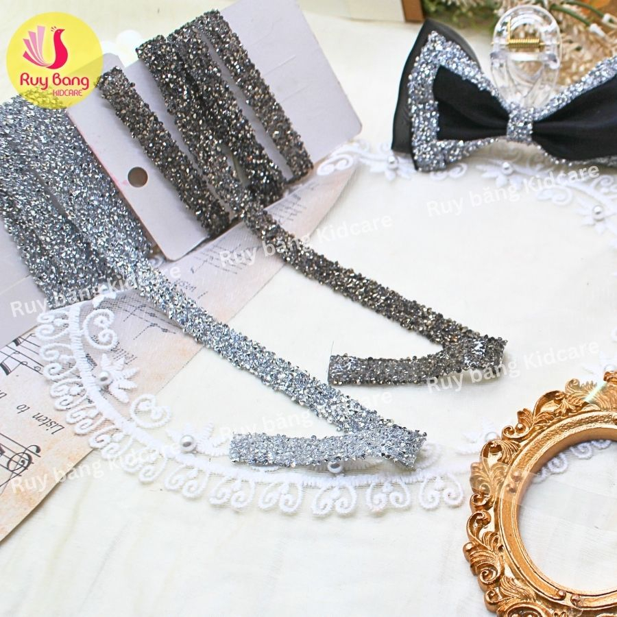 Dây đá silicon 1cm dùng dán trang trí nơ bờm, quần áo...