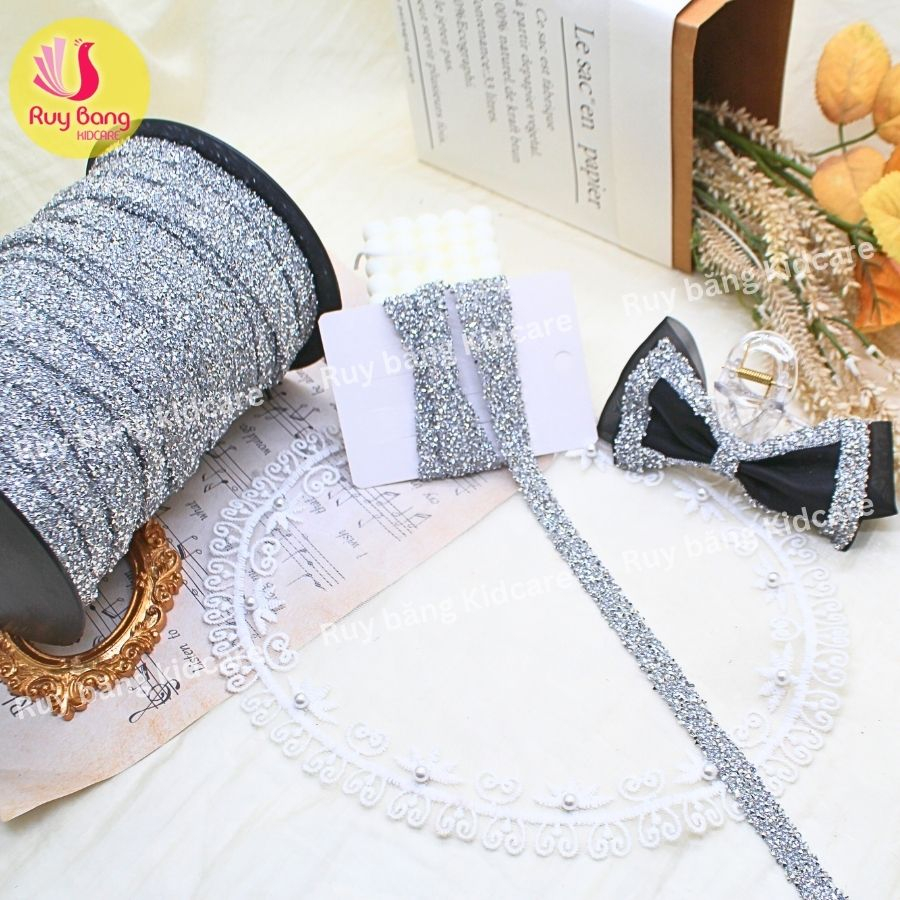 Dây đá silicon 1cm dùng dán trang trí nơ bờm, quần áo...