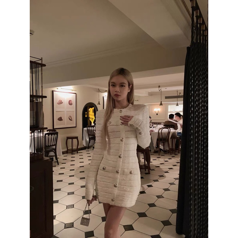 TKLIHN Váy dạ dài tay SANG CHẢNH phong cách JENNIE Blackpink HOT FASHIONITA 2023 Váy ôm body sang chảnh tiểu thư