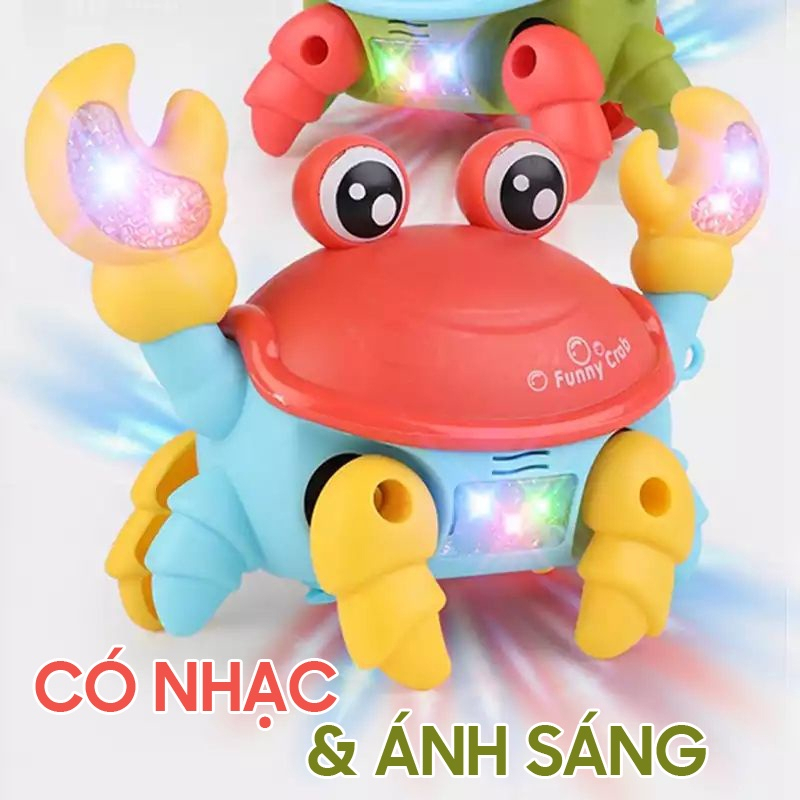 Đồ Chơi Con Cua Chạy Pin Vui Nhộn Có Nhạc Và Đèn Phát Sáng Cho Bé, Cua Đồ Chơi Bò Ngang Ngộ Nghĩnh.