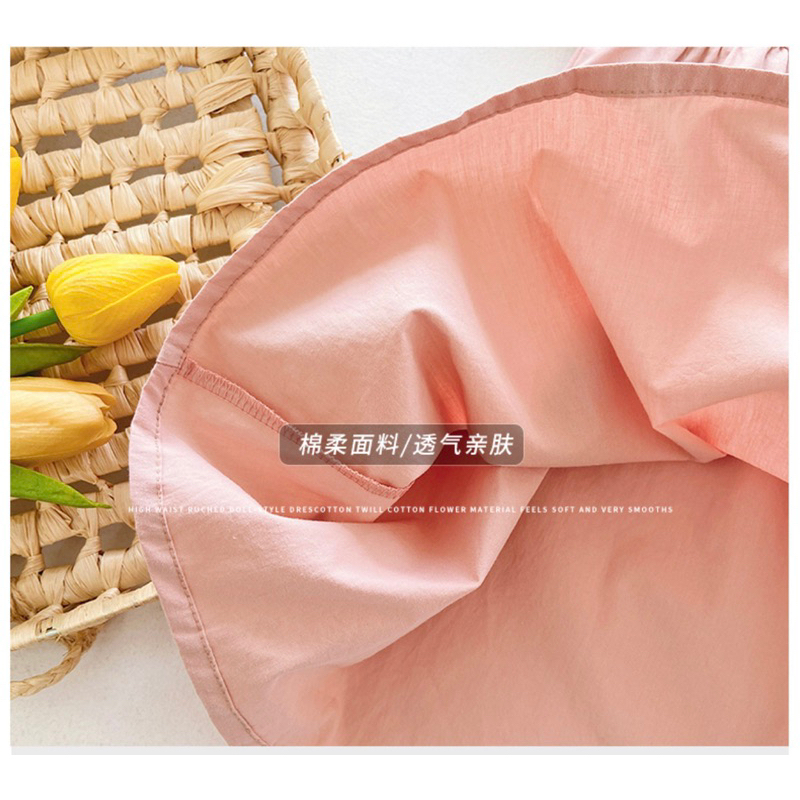 Váy dài tay, váy màu hồng công chúa cổ phối ren , váy tiểu thư cho bé gái mẫu mới 2023-VTETD003