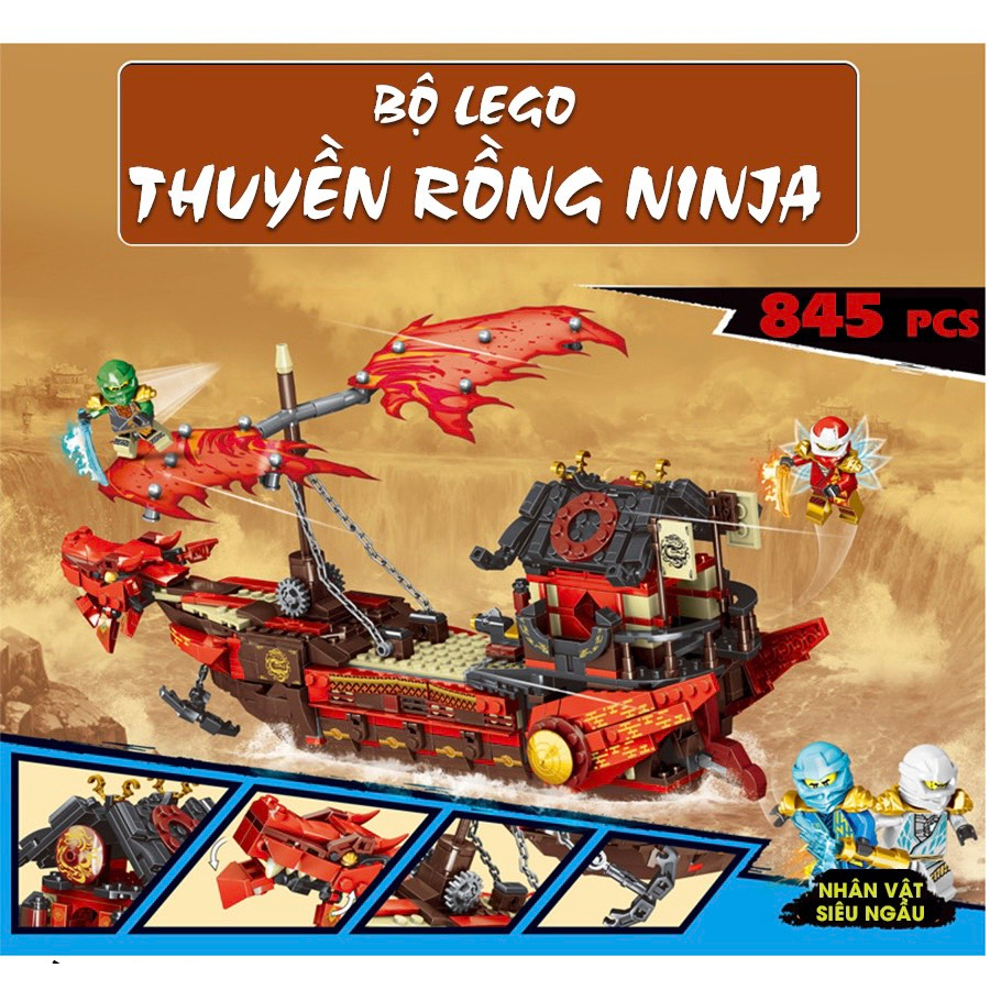 Đồ chơi lắp ráp kiểu lego Ninjago thuyền rồng 845 PCS. Lego ninjago siêu tàu chiến Destiny's Bounty