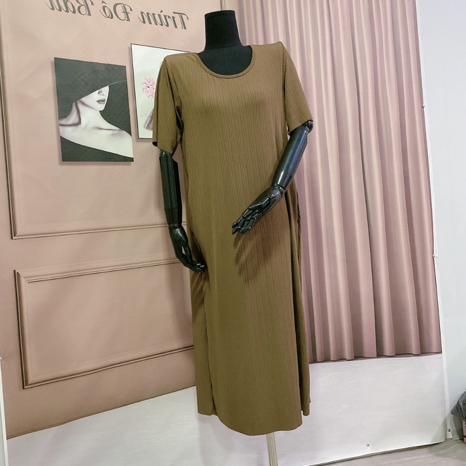 Váy Tăm Trơn Mặc Bầu Và Sau Sinh Cotton