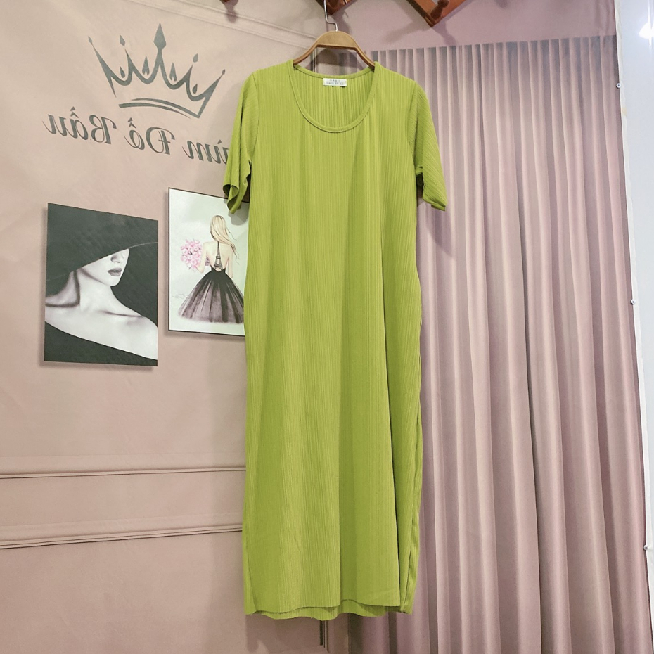 Váy Tăm Trơn Mặc Bầu Và Sau Sinh Cotton