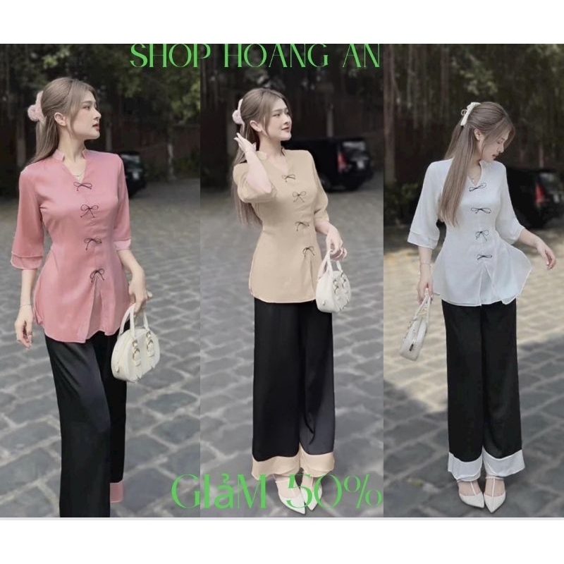 Set đồ lam đi chùa,đi chơi kín đáo lịch sự sang trọng, chất tuyết nhung loại 1 đẹp y hình.G01151738VVS