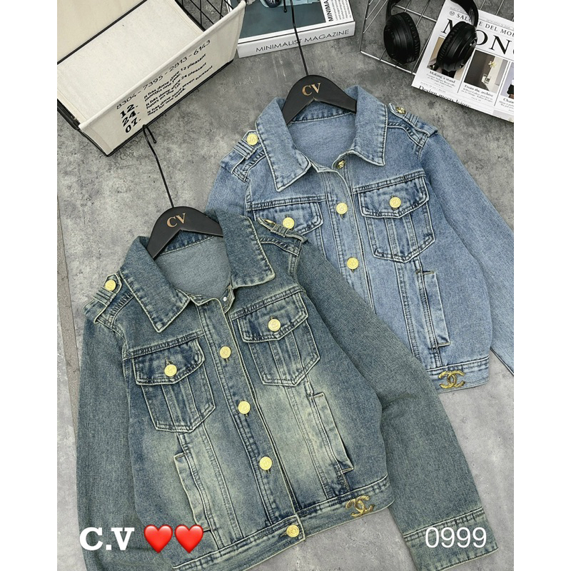 Áo khoác bò cúc đồng hàng QC ảnh thật cận chất