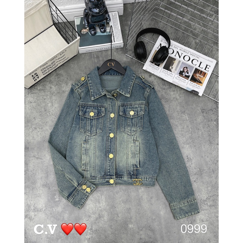 Áo khoác bò cúc đồng hàng QC ảnh thật cận chất