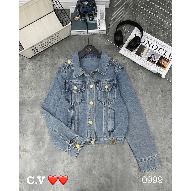 Áo khoác bò cúc đồng hàng QC ảnh thật cận chất