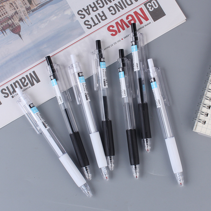Bút bi gel mực đen, xanh ngòi ST 0.5mm, bút bấm mực đen, có ruột bút thay thế