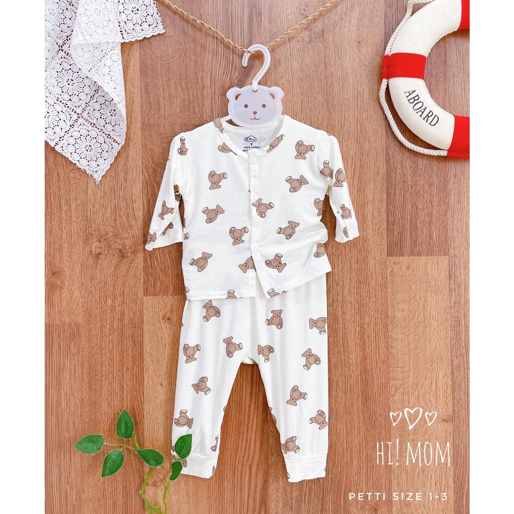 Bộ sơ sinh Petit sợi tre cao cấp 0-3m, 3-6m