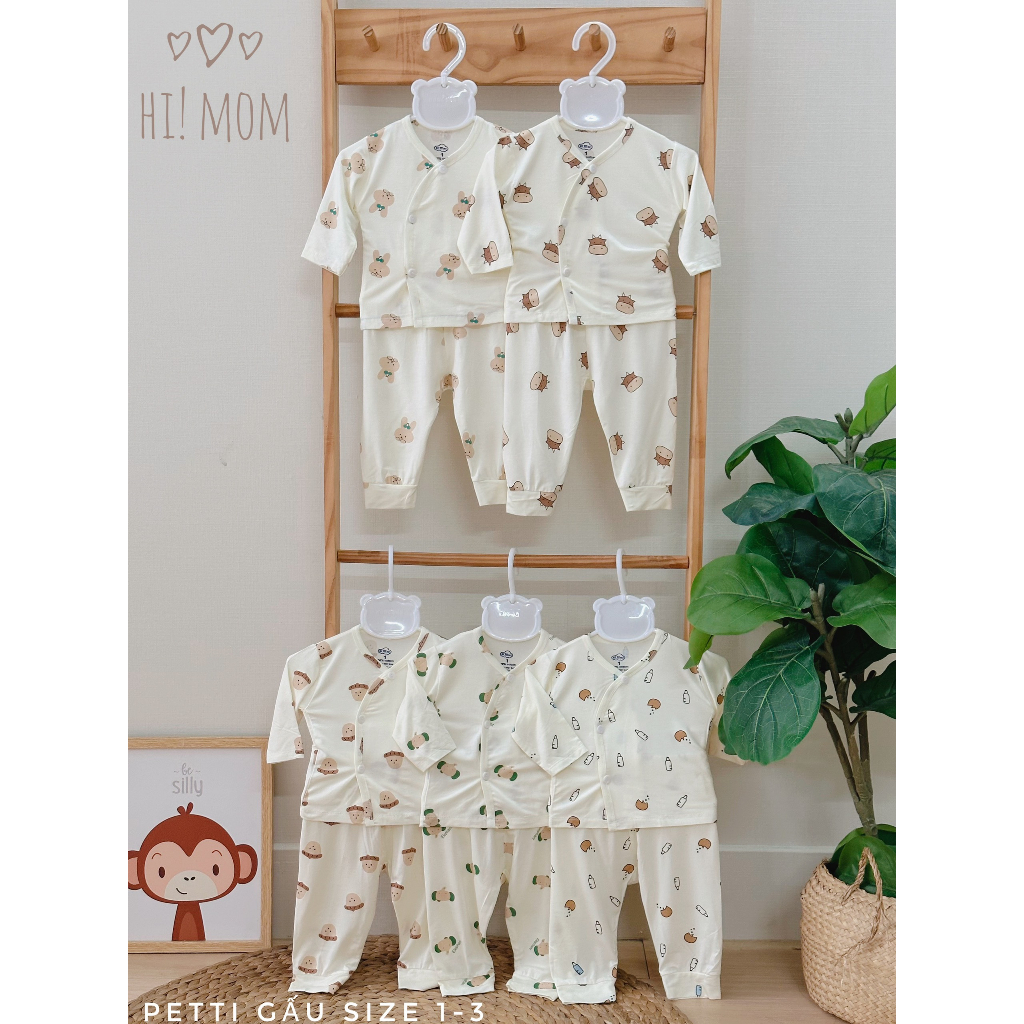 Bộ sơ sinh Petit sợi tre cao cấp 0-3m, 3-6m