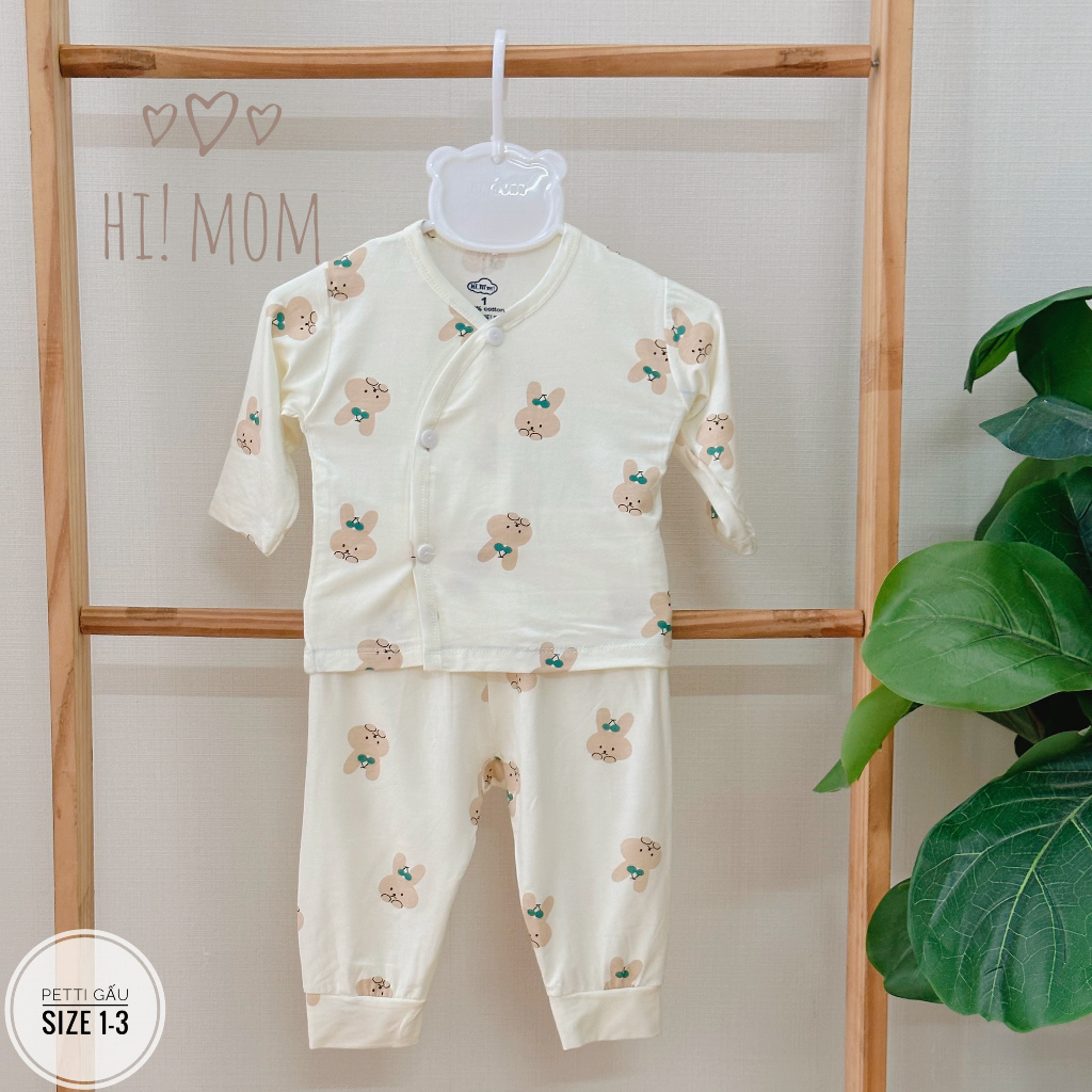 Bộ sơ sinh Petit sợi tre cao cấp 0-3m, 3-6m