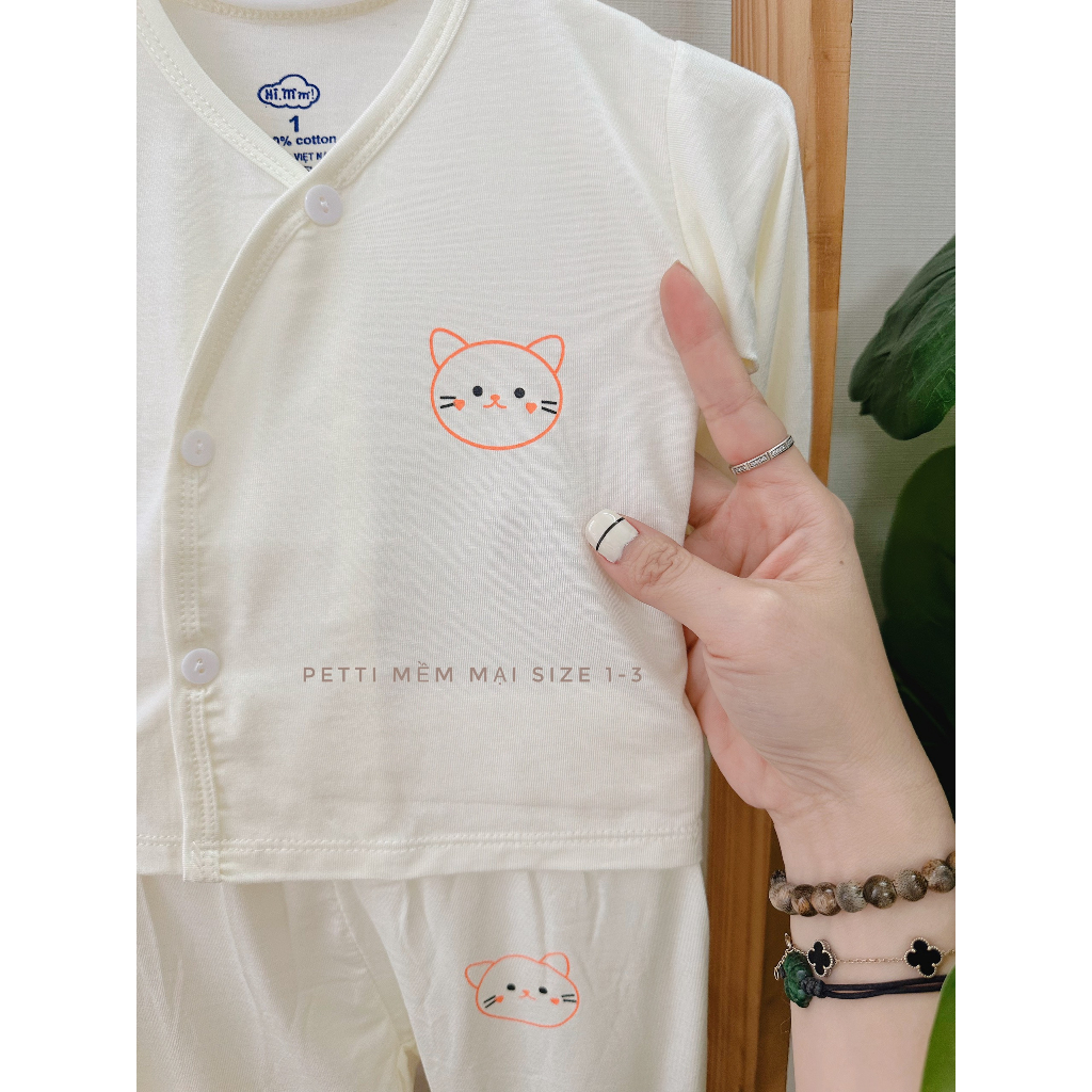 Bộ sơ sinh Petit sợi tre cao cấp 0-3m, 3-6m