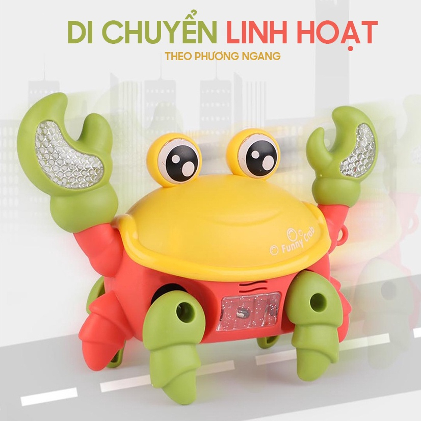 Đồ Chơi Con Cua Chạy Pin Vui Nhộn Có Nhạc Và Đèn Phát Sáng Cho Bé, Cua Đồ Chơi Bò Ngang Ngộ Nghĩnh.