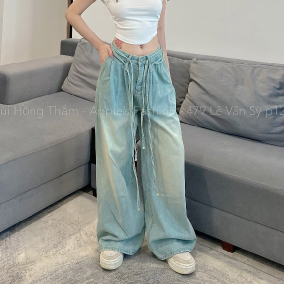 Jeans xanh nhiều dây