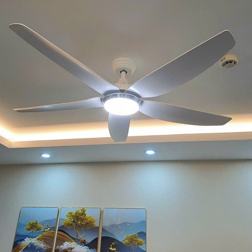 Quạt Trần Đèn 5 Cánh Homesick Hàng Cao Cấp,Động Cơ DC Điều Khiển 6 Số Sải Cánh 1m52,Đèn Led 3 Màu Ánh Sáng