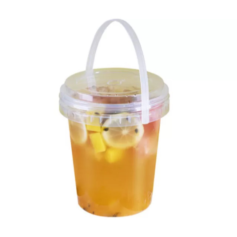 Set 100 bộ Xô nhựa đựng trà sữa trái cây 700ml 1000ml greenkios