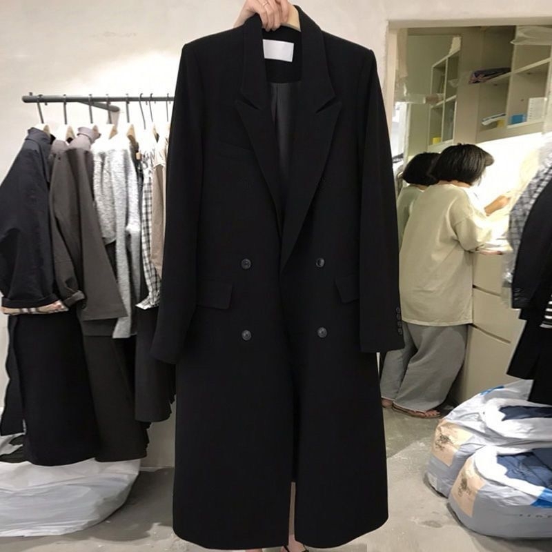 Áo Khoác Blazer Dáng Dài, Hàng 3 Lớp, Chất Liệu Hàn Chéo Cao Cấp