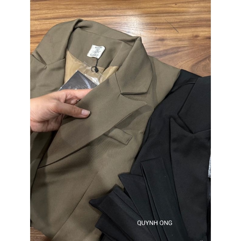 Áo Khoác Blazer Dáng Dài, Hàng 3 Lớp, Chất Liệu Hàn Chéo Cao Cấp