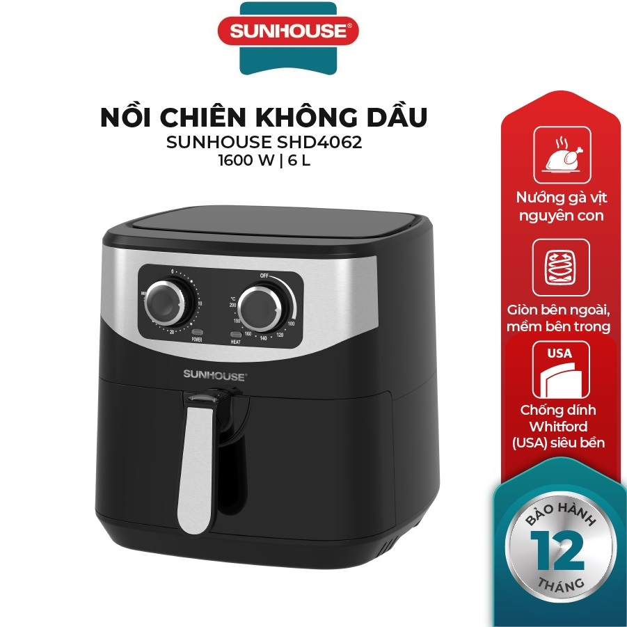 Nồi chiên không dầu 6L SUNHOUSE SHD4062