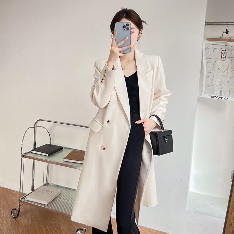Áo Khoác Blazer Dáng Dài, Hàng 3 Lớp, Chất Liệu Hàn Chéo Cao Cấp