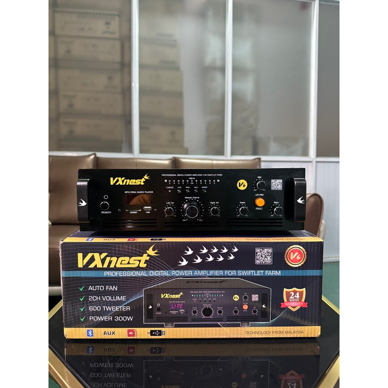 Ampli nhà yến  Vxnest V6 tải 600 loa  ru bảo hành 24 tháng , đổi mới trong 12 tháng đầu .
