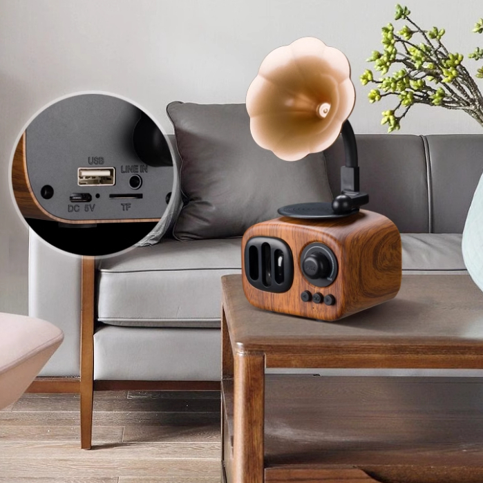 Loa bluetooth Retro đài phát thanh mini, pin dự phòng 1500mAh - Loa mô phỏng máy phát nhạc cổ điển