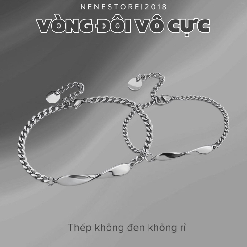 Vòng đôi Vô cực thép ko rỉ cho nam nữ (có khắc tên)