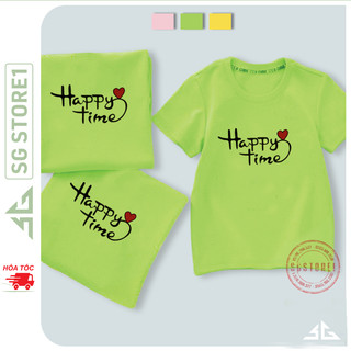 Áo thun gia đình Happy Time đồng phục gia đình 3/4/5 người thun cotton mềm mịn có nhiều màu GD315BM