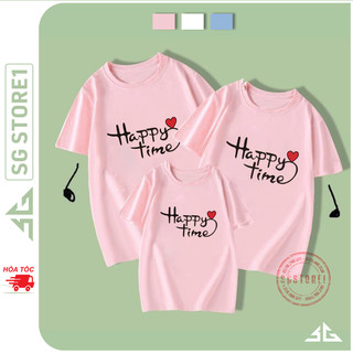 Áo gia đình Happy Time set đồ đồng phục gia đình 3/4/5 người mẹ và bé trai gái thun cotton mềm mịn GD315 | SGSTORE1
