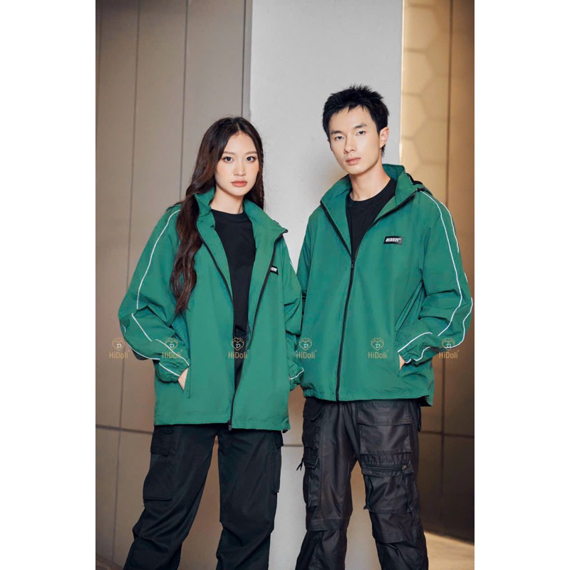 Áo khoác gió nam nữ 2 lớp lót gió có mũ tháo rời chất đẹp