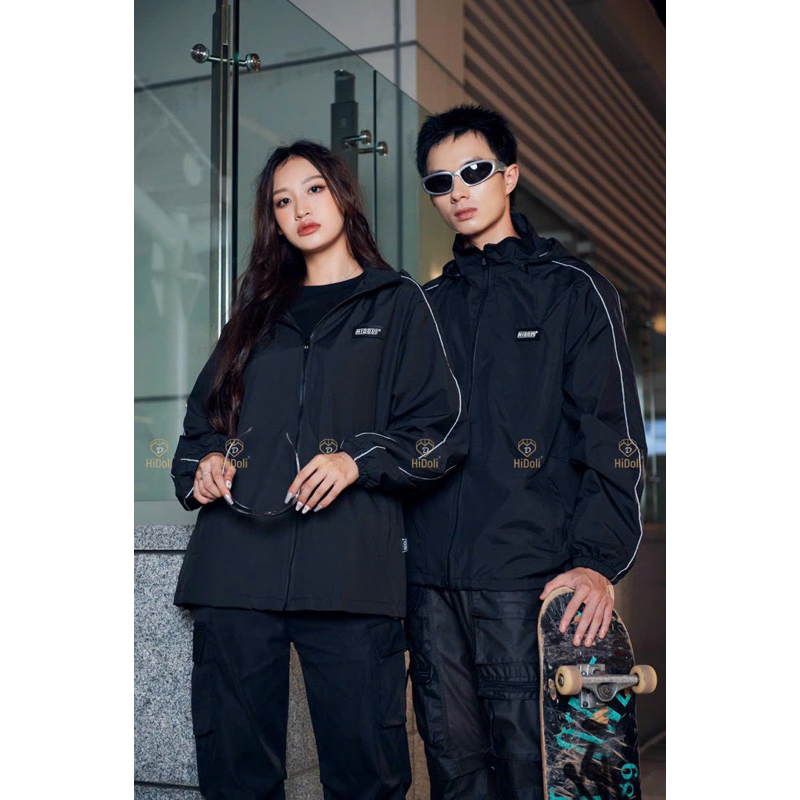 Áo khoác gió nam nữ 2 lớp lót gió có mũ tháo rời chất đẹp