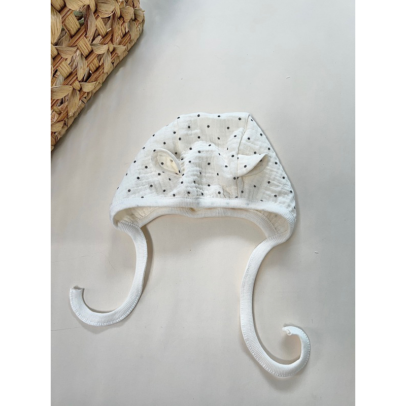 Mũ Bonnet chất liệu xô muslin hoạ tiết xinh xắn cho bé