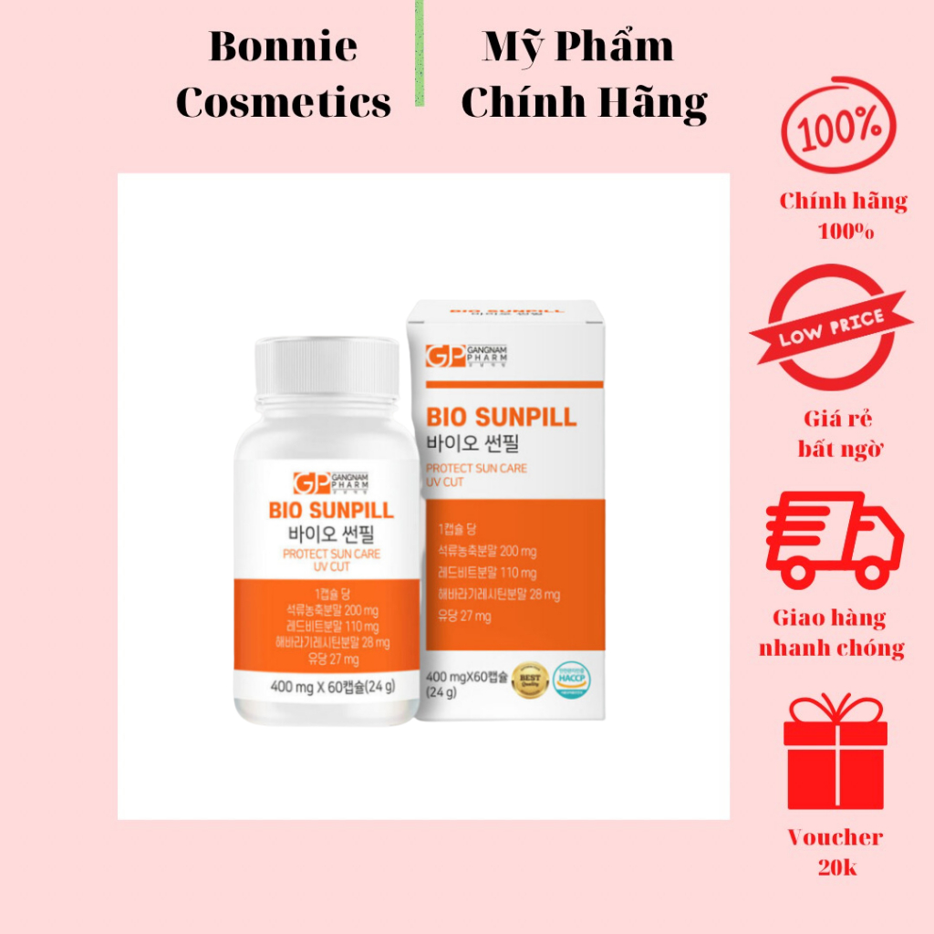 Viên Uống Chống Nắng Nội Sinh Bio Sunpill Hàn Quốc ( Hộp 60 viên)