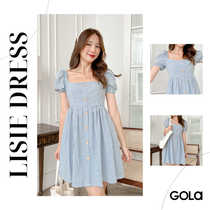 Đầm LISIE - Đầm BABYDOLL cổ vuông bo chun