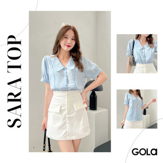Áo SARA - Áo sơmi nút tay lửng cổ bèo