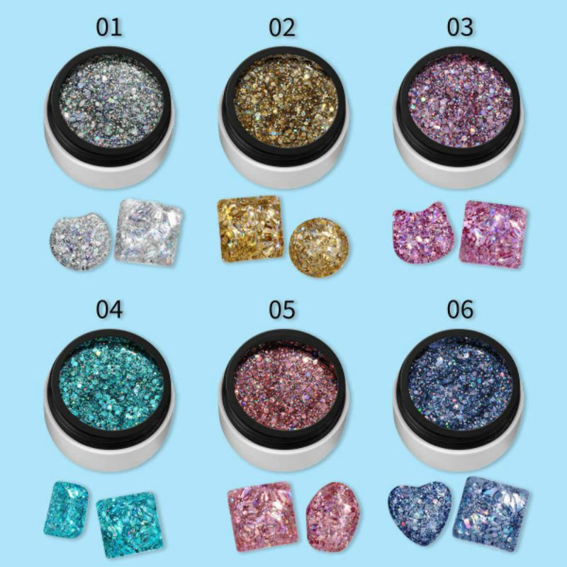 Gel nhũ kim tuyết hạt to , hạt nhỏ siêu sáng