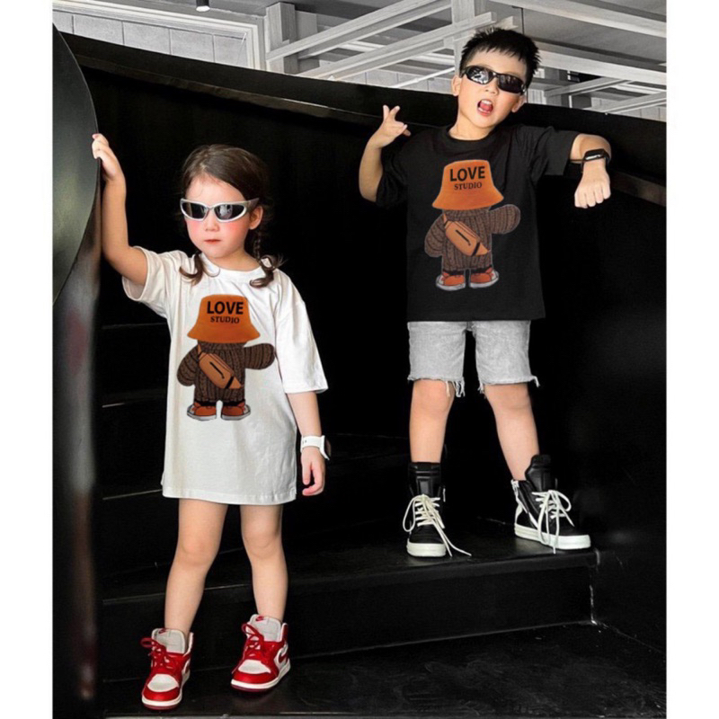 Áo thun đồng phục gia đình 3/4/5 người gấu mũ hottrend. Family store