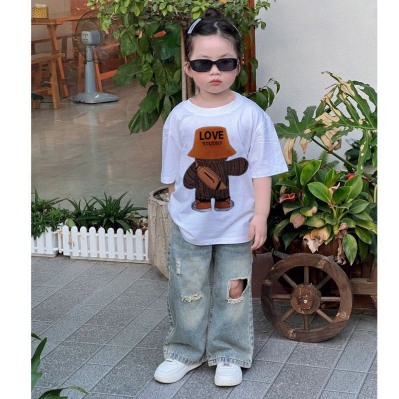 Áo thun đồng phục gia đình 3/4/5 người gấu mũ hottrend. Family store