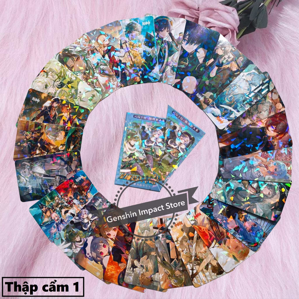 Hộp 24 ảnh lomo card bo góc bling bling nhân vật Genshin Impact