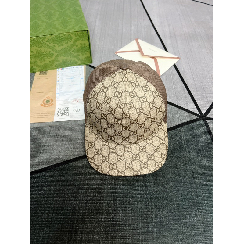 Nón Gucci 1.1 Mũ like Âu then canvas trơn lưới nâu fullbox hộp cực đẹp