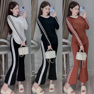 Sét bộ tay dài vạt bầu quần ống loe, sét bộ loe hottren