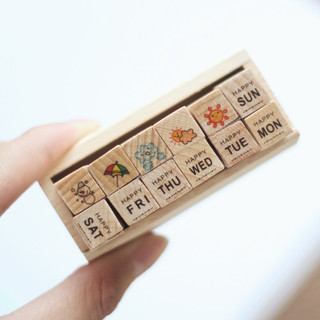 12 Con Dấu Gỗ In Họa Tiết Hoạt Hình Cổ Điển Xinh Xắn Trang Trí Ktbooks