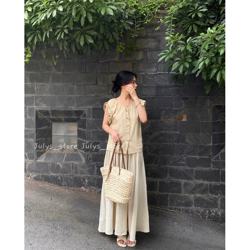 Áo bèo tay dây rút cổ vintage (ảnh THẬT)